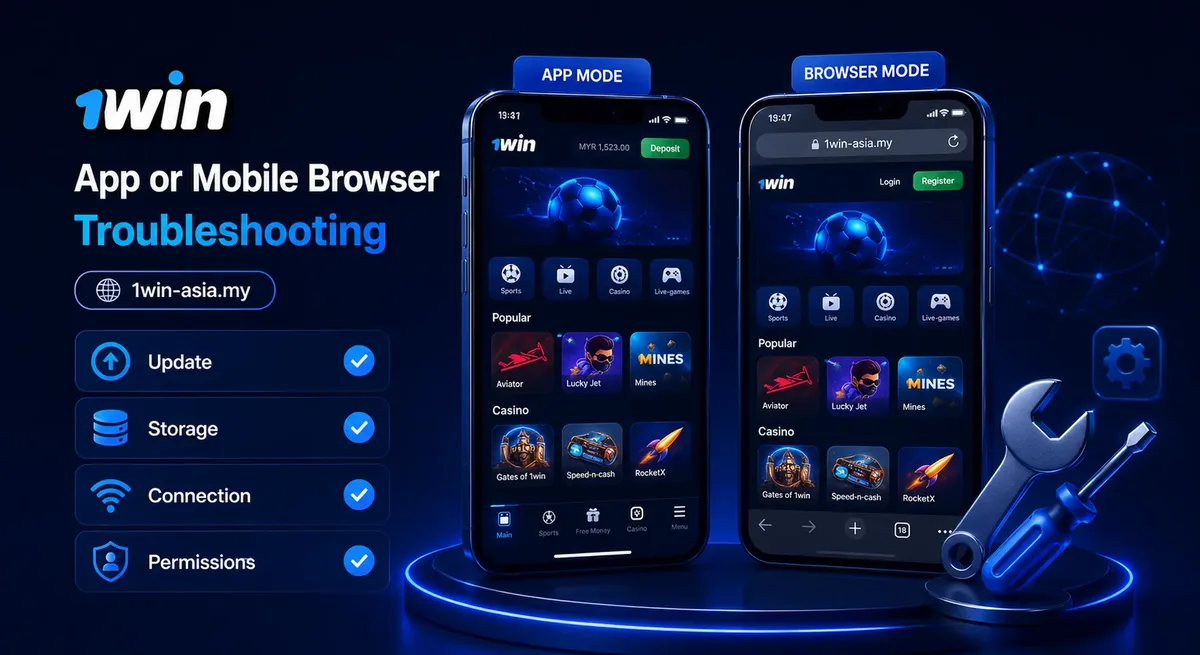1win Malaysia app vs mobile browser and troubleshooting checklist