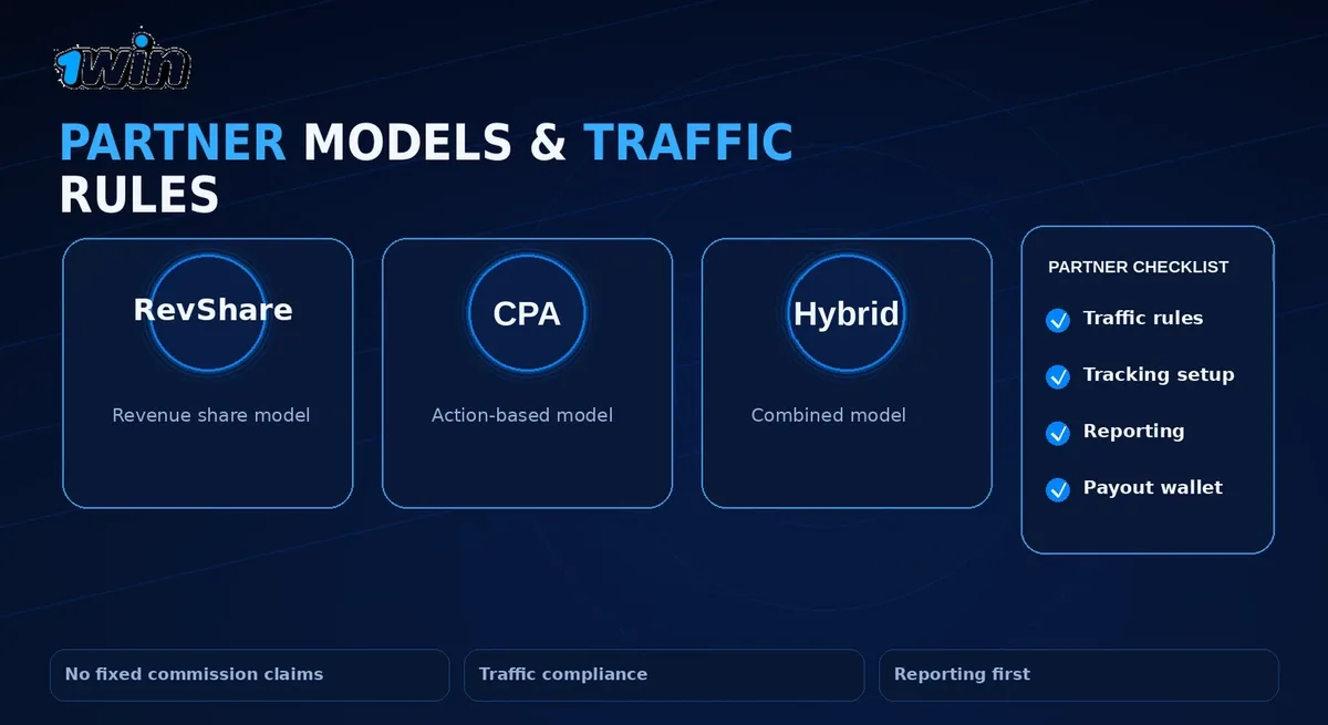 1win Malaysia affiliate commission models and traffic rules