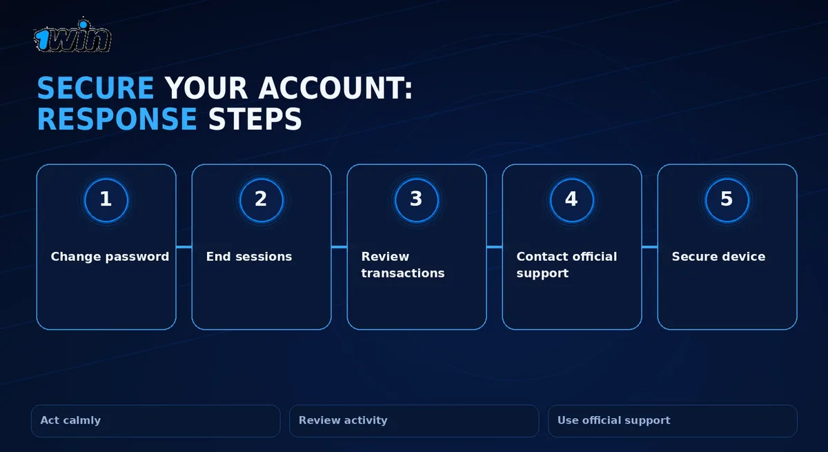 1win Malaysia compromised account response steps