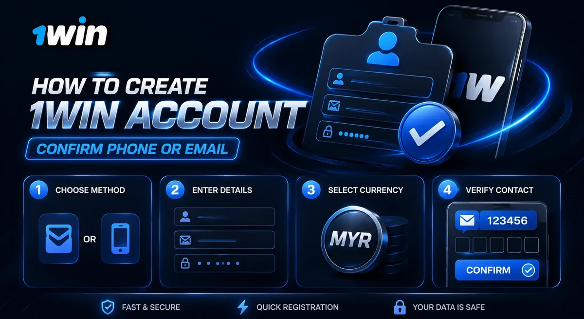 1win Malaysia registration steps with email and phone confirmation