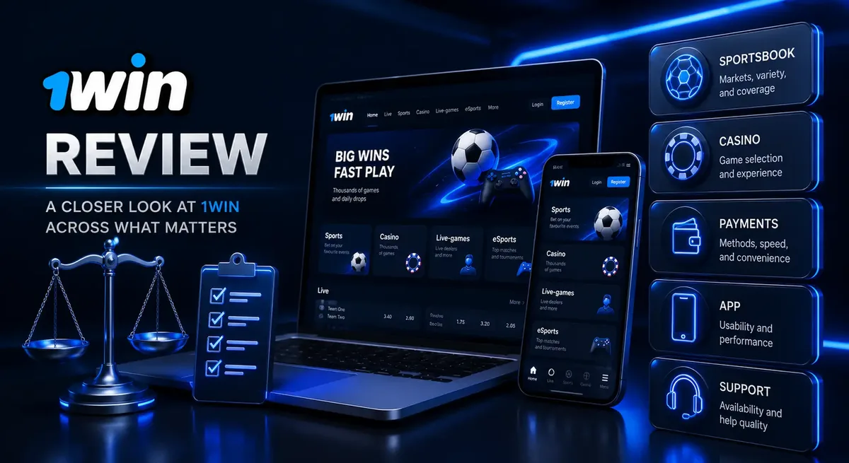 1win Malaysia review hero banner with verdict, pros and cons