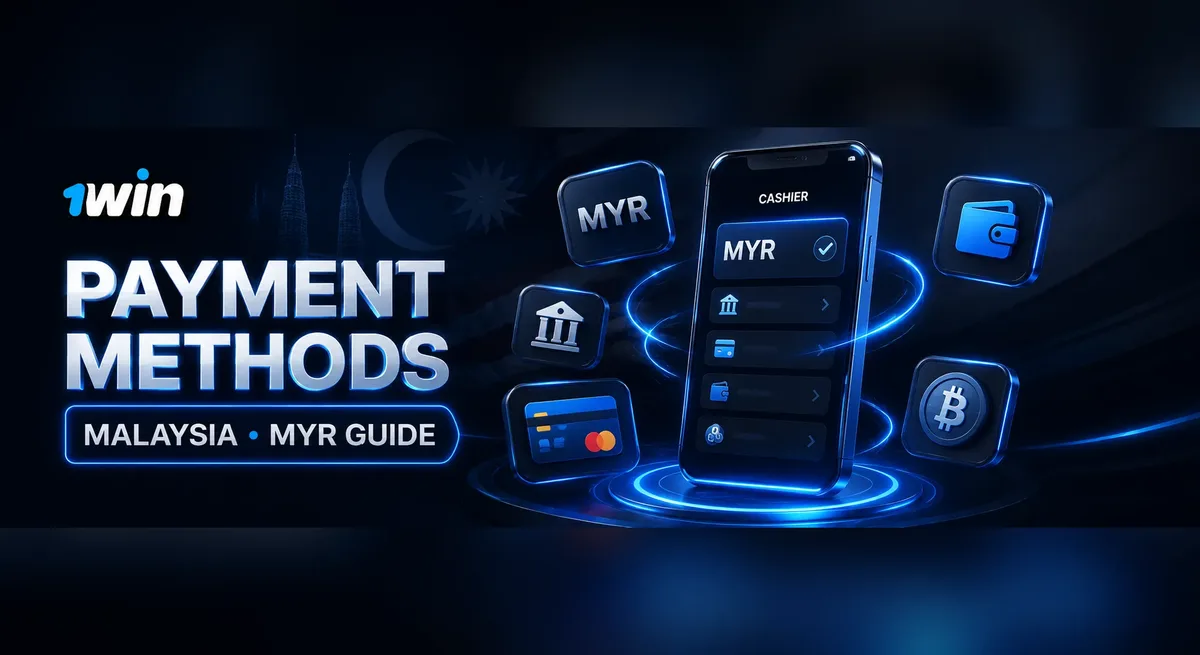 1win payment methods Malaysia hero banner with MYR options