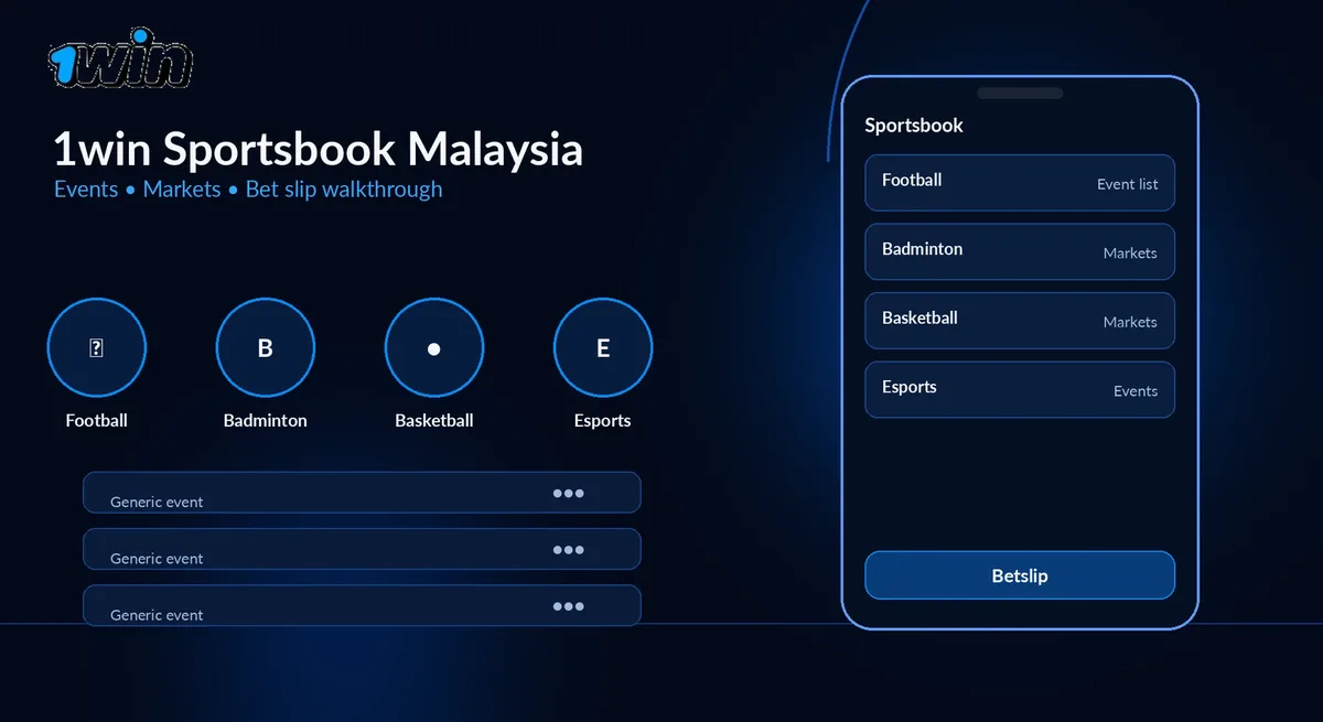 1win sportsbook Malaysia hero banner for events and markets